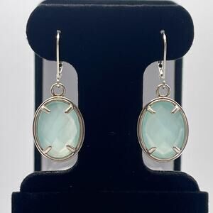 GENUINE 13ctw Aquamarine Chalcedony Earrings in Sterling Silver